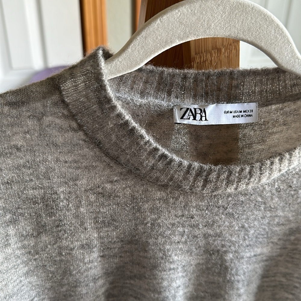 Zara Mohair Gray Pullover Sweater M